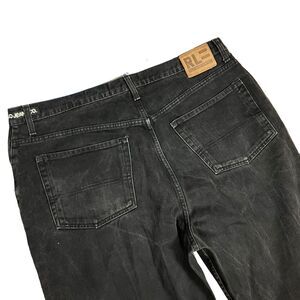 Polo Ralph Lauren Vintage Jeans Mens 41 x 30 Black Flag Straight Denim Loose Fit